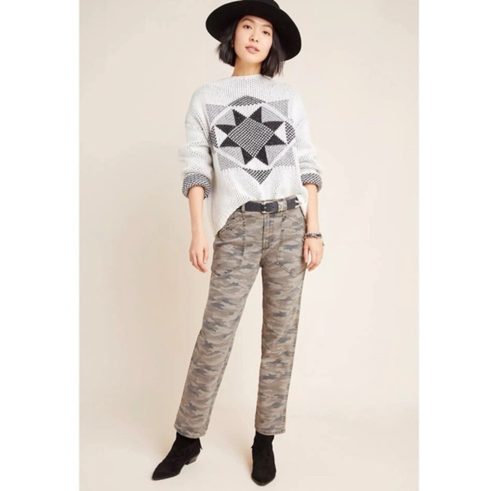 by Anthropologie Mavis Fall Western Casual Camo Utility‎ Boho Embroidered Pants